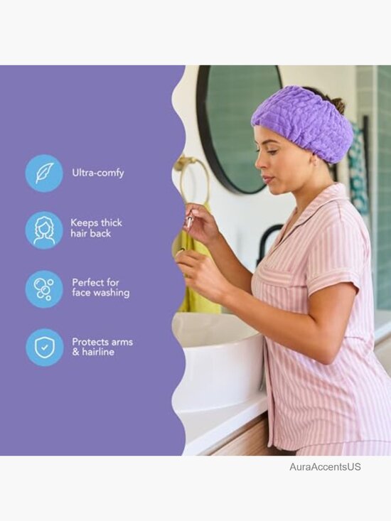 Extra-Wide Cotton Headbands 4-Pack - Spa Towel, Comfort Fit main image 6